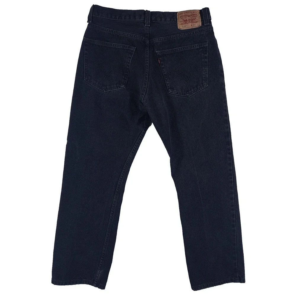 Levis 505 Regular Fit Black Jeans Straight Leg W33 L30 Mens Classic Denim Cotton